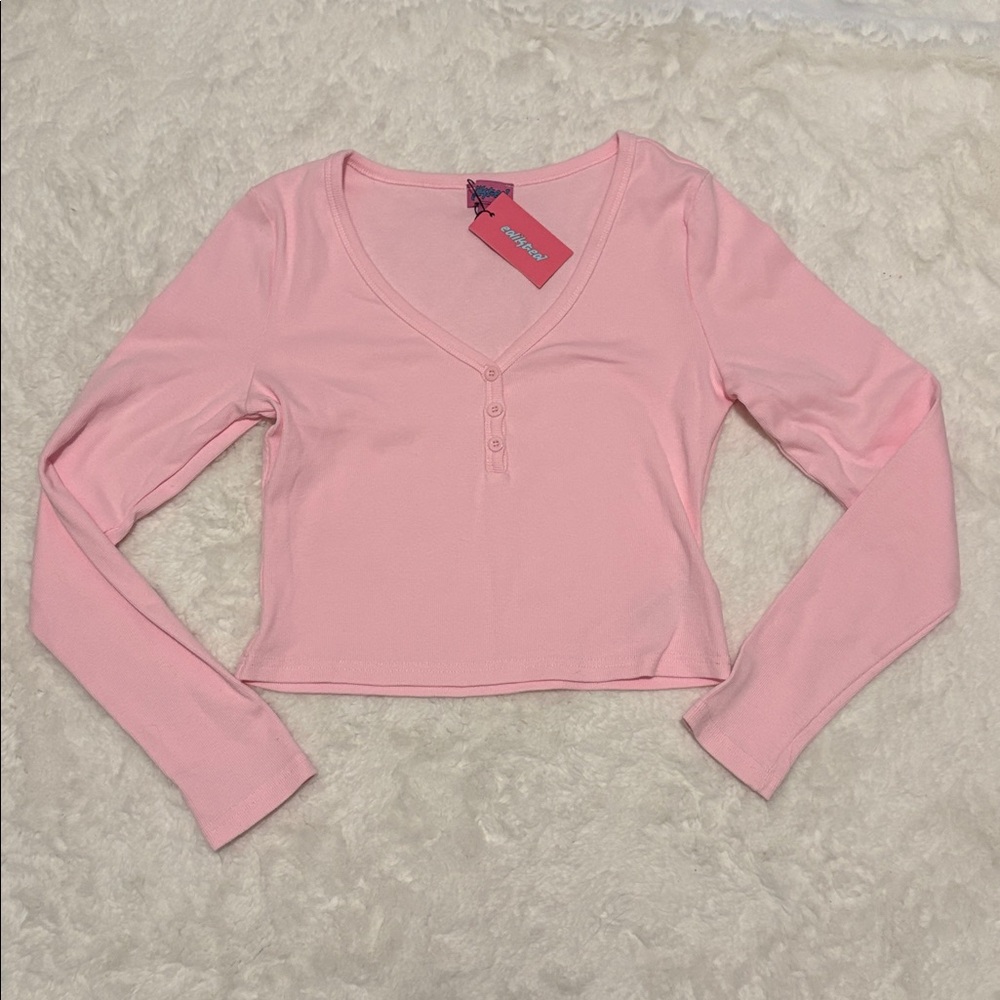 Edikted Pink Henley Top